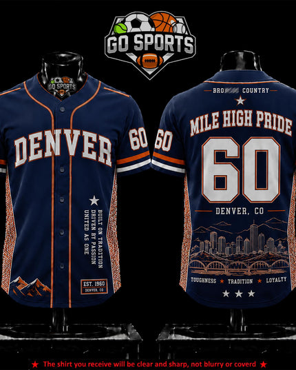 Denver Football 'Mile High Pride' Premium Baseball Jersey (Made in US), High quality Fabric Breathable BO Nix Denver Football Fan Apparel, Game Day Outfit For Men Women, Gift For Husband, Boyfriend