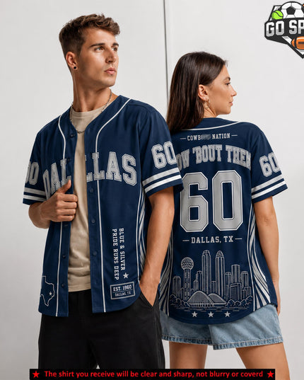 Dallas Football 'How 'bout them 60EST' Premium Baseball Jersey (Made in US), High quality Fabric Breathable Ceedee Lamb Dallas Football Fan Apparel, Game Day Outfit For Men Women, Gift For Husband, Boyfriend