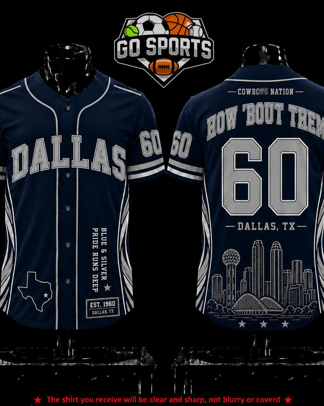 Dallas Football 'How 'bout them 60EST' Premium Baseball Jersey (Made in US), High quality Fabric Breathable Ceedee Lamb Dallas Football Fan Apparel, Game Day Outfit For Men Women, Gift For Husband, Boyfriend